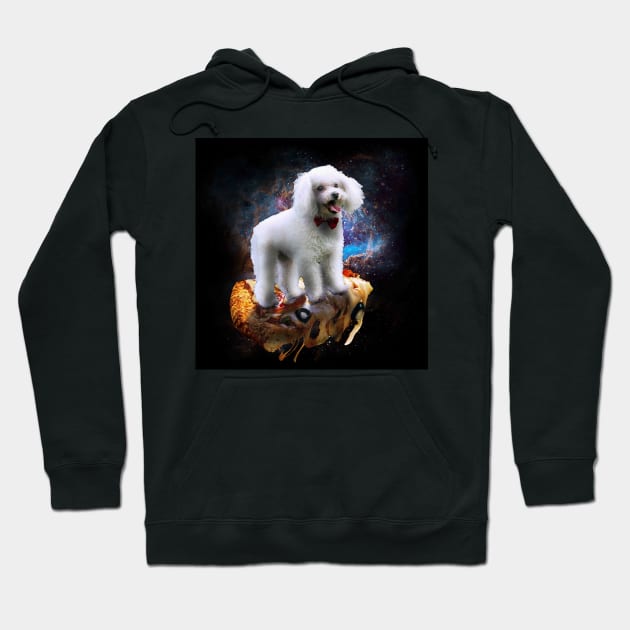 Galaxy Space Poodle Dog On Pizza Hoodie by Random Galaxy